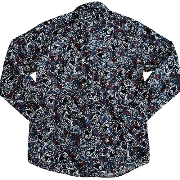 CINCH Boys Navy Paisley Pearl Snap Button Down Medium/10 - Picture 4 of 4